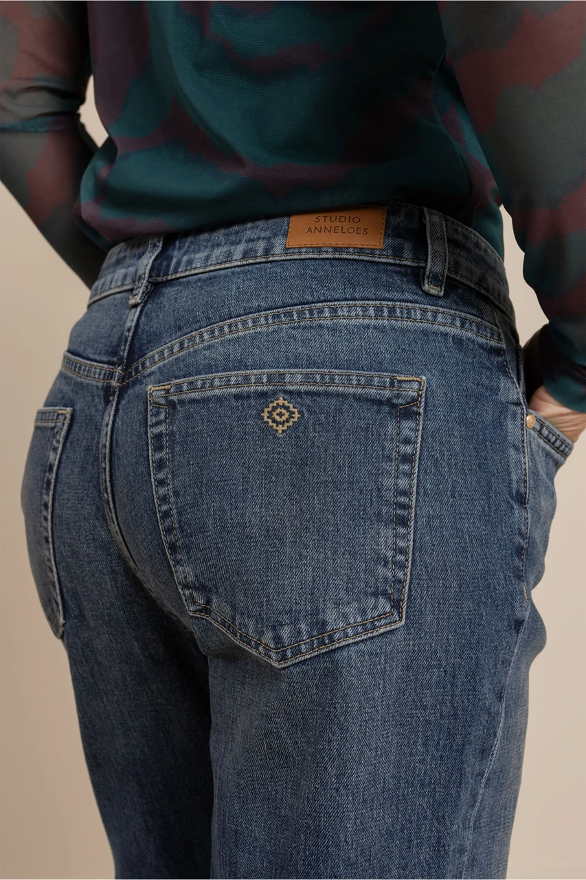 Studio Anneloes Sage Straight Denim Trousers Vintage Stone